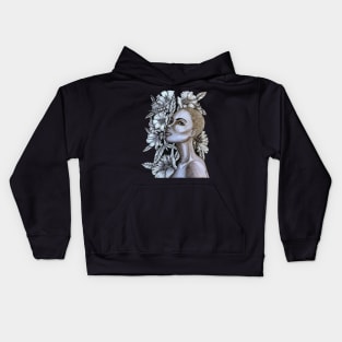 Strong Woman with Flowers Kids Hoodie